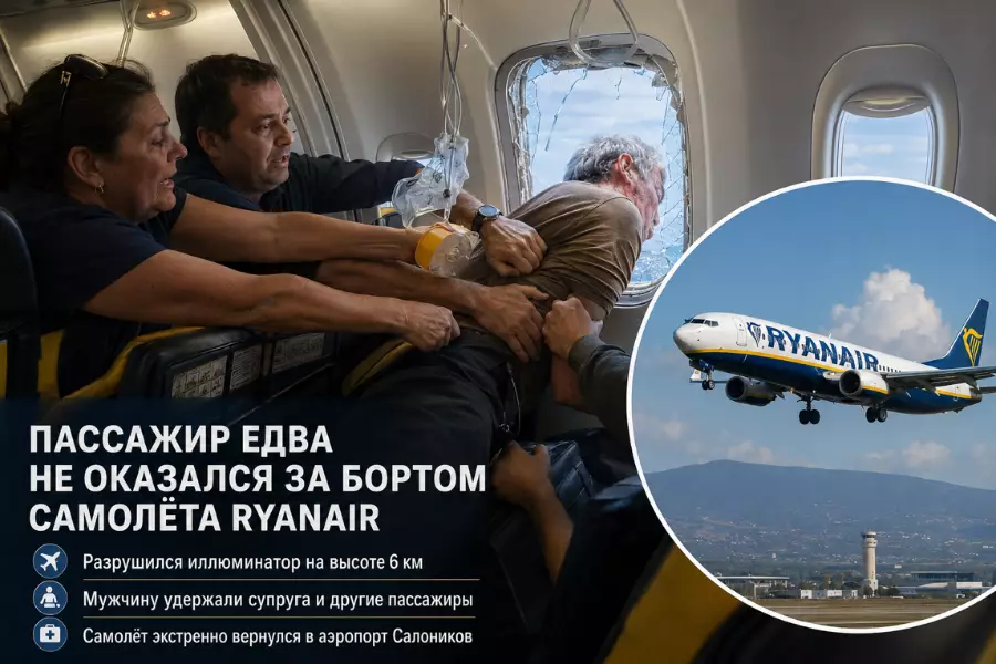 Пассажир едва не оказался за бортом самолёта Ryanair после разрушения иллюминатора