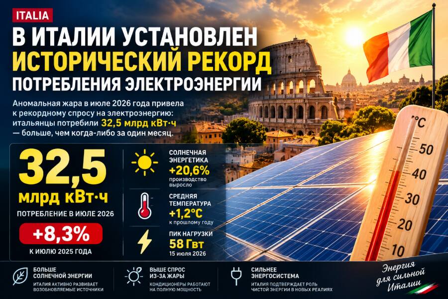 В Италии установлен исторический рекорд потребления электроэнергии