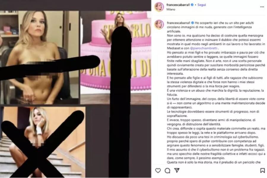 Журналистка Франческа Барра стала жертвой фальшивых интимных фото, созданных ИИ