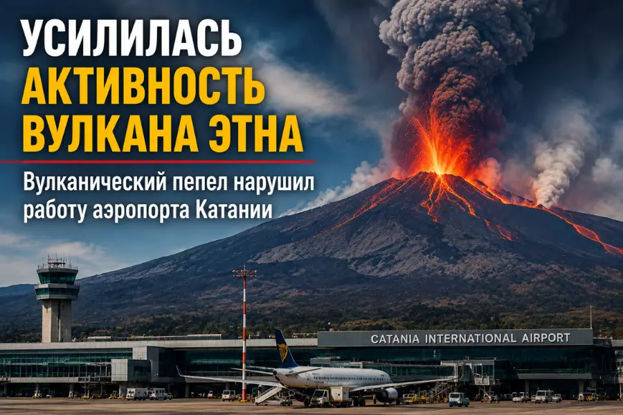 На Этне открылась новая вулканическая трещина: аэропорт Катании ограничил полёты