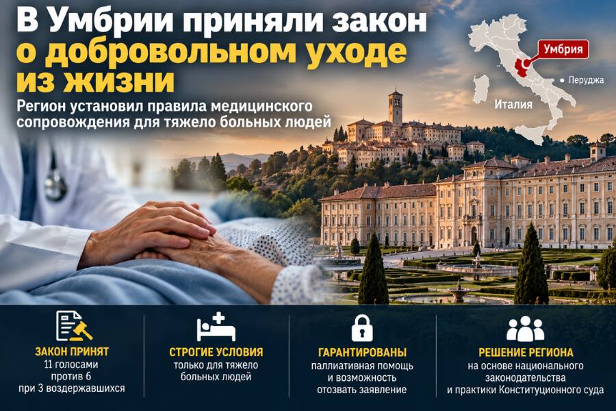 В итальянской Умбрии приняли закон о добровольном уходе из жизни с медицинской помощью