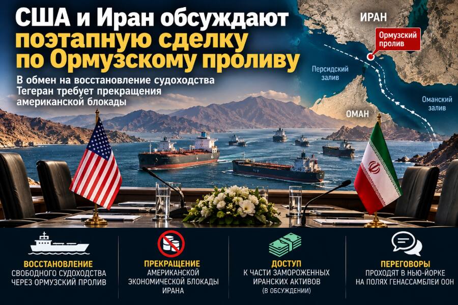 США и Иран обсуждают поэтапную сделку по Ормузскому проливу